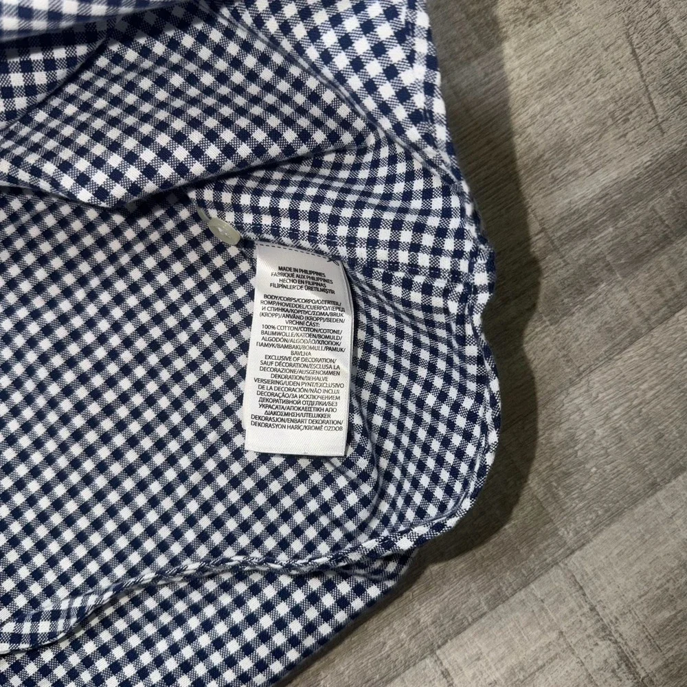 POLO RALPH LAUREN XL Black Checked Gingham Oxford Cotton LS Shirt Classic Fit